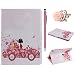 Produktbild iPad Air Schutzhülle - Felfy Ultra Slim Flip Leather Case für / Apple iPad Air / iPad 5 Tablet / Leder Hülle Etui Cover Handytasche / Bling Luxus Glitzer Glanz Steine Rhinetone Einfach Edel Fairy Fee Mädchen Girl Elf Blume Stil / 1x Rosa Flower Anti Dust Plug / 1x Pink Stylus