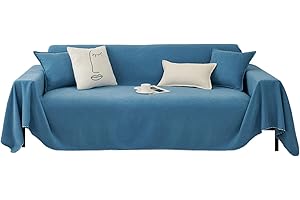 VanderHOME Copridivano per Antiscivolo Salvadivano Copridivani elasticizzati Decorativo Universale Tutte le stagioni Tessuta Divano Protector Slipcovers per Divano 180 * 340cm-Blu