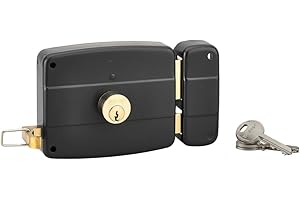 THIRARD - Serrure horizontale en applique double entrée à tirage pour entrée, droite, 120x97mm, axe 60mm, noir granité, 3 clés