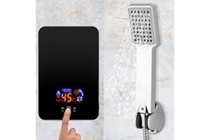 BURUIYOTEN Electric Water Heater Elektrisch Warmwasser Durchlauferhitzer Mit Dusche Bad Kits DüSe Tankless Heiß Soforttyp Wasser Heizung Tanklos WasserwäRmer Elektronischer Warmwasserbereiter (Schwarz)