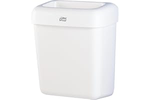 ‎TORK Tork Abfalleimer 20L - Toiletteneimer für Badezimmer - Montage an Wänden oder Waschraumböden - Kompaktes und praktisches Design - 43 x 32,2 x 20,5 cm - Weiß