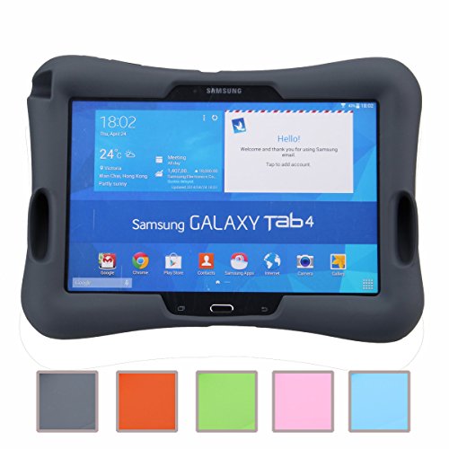 Newstyle Prueba de Golpes para Niños Super Ligero Cubierta de Protección Diseño de Amplificador con Entrada de Audio para Samsung Galaxy Tab 4 10.1 SM-T530 /T531 /T535 (Negro)