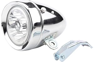 Asixx Bicycle Headlight, 6 LED Mountain Bike Headlight Vintage Front Light ABS and Metal with Bracket for Night Driving