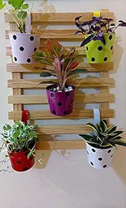 Dantawood Natural & Pure Pine Wooden Picket Fence Styled Wall Mountable Planter Stand Size: 50cm x 5.4 cm x 75cm (Length x Weight X Height)