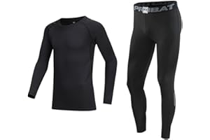 Holimaid Kids Boys Thermal Underwear Long Sleeve Base Layer Sets Athletic Compression Suit Ideal for Football Sports Performance
