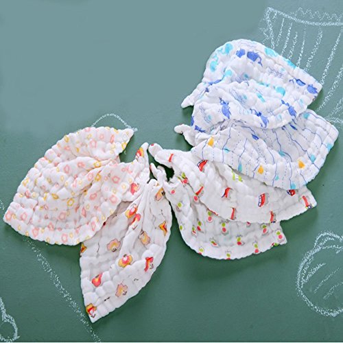 Lucear Musselin Babybadetuch mit Haken, 6 Stücke, 30x30cm weiß verwendbare Tücher, Babytücher Beste Geschenke für Baby - 8