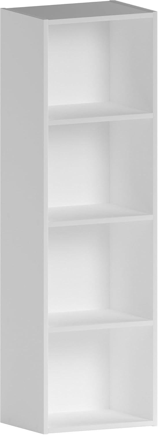 Vida Designs Oxford 4 Tier Cube Bookcase, White Wooden Shelving Display Storage Unit Office Living Room Furniture