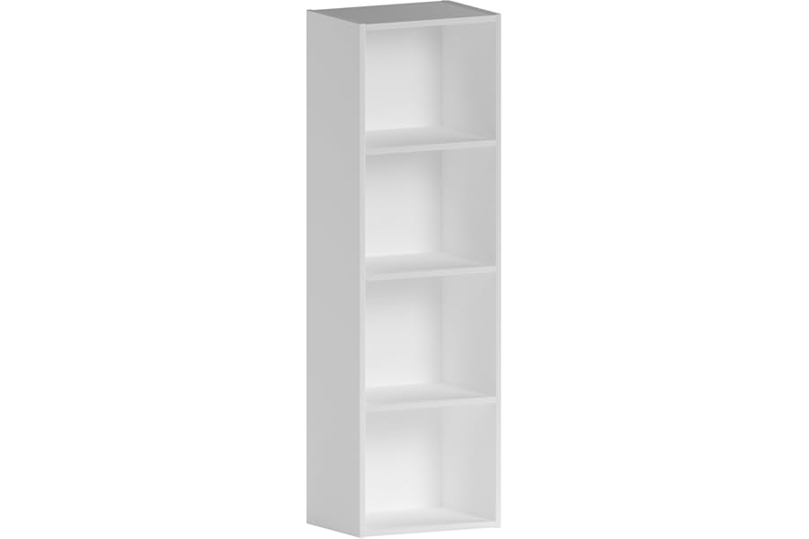 Vida Designs Oxford 4 Tier Cube Bookcase, White Wooden Shelving Display Storage Unit Office Living Room Furniture