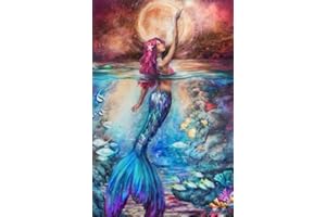 PEYGRE 5D DIY Diamond Art Painting Kit Full Drill, Mermaid Diamond Crystal Rhinestone Arts and Crafts Cross Stitch Embroidery Pictures Paintings by Numbers for Adults Kids Home Wall Decoration