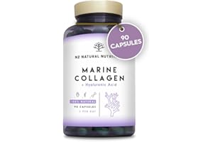 Marine Collagen with Hyaluronic Acid for Skin Care, Hair Care, Joints. Magnesium, Vitamin C. Hydrolysed Collagen Supplements. Anti Aging. Best Collagen PEPTAN. 90 Veggie Caps. EU. N2 Natural Nutrition