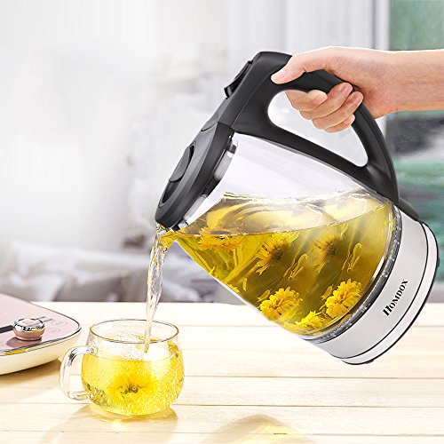 Homdox Wasserkocher Glas Edelstahl Blaue LED Beleuchtung 1,7 Liter, 2200 Watt Maximal, Elektrische Wasserkessel Automatische Abschaltung - 2