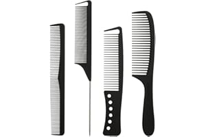 SSLIPPET SLIPPET Hair Styling Set - 4 Piece Comb Set With Fine, Wide Tooth, Rat Tail, Cutting, and Parting Combs - Anti-Static for Men and Women, Dry and Wet Hair, Thin and Curly Hairdressing