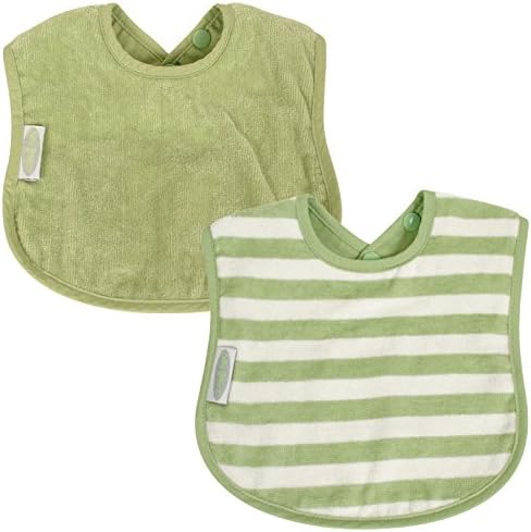 Silly Billyz Organics Baby Bib Large Pack of 2 Sage/Stripe