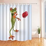 Rrfwq Cortina de Ducha con diseño de Ranas de Dibujos Animados de Yo-yo, Tela de poliéster,...