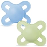 MAM Original Start Pacifier 0-2 Months, Set of 2 Soothers, Blue/Neutral | With Portable Sterilizer Pacifier Holder, Natural R