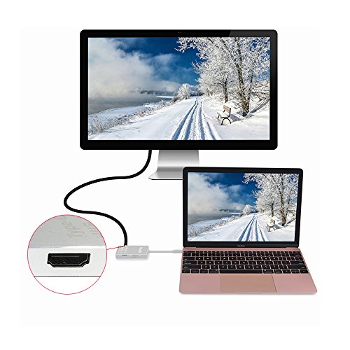 USB C Adapter Type c Hub, iMounTop USB 3.0 Type-C Adapter mit 3.0 Kartenleser SD / microSD, PD Ladeanschluss , 4K HDMI Videoausgang , 2 x SuperSpeed USB 3.0 Anschlüsse , für Apple New MacBook Pro 2016, MacBook 2015/2016, ChromeBook Pixel, HP i7, Dell XPS (OTG funktion für Smartphone) (Silber) - 4
