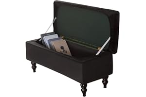 XGANGM Rectangle Ottoman Cover Velvet with Lid Large/Medium/Small Storage Ottoman Bench Slipcovers Folding Ottoman Cover Stretch Footstool Cover Rectangle Pouffe Covers,Black,1Large