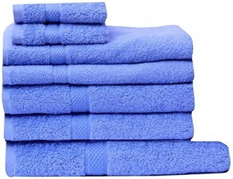 LUXURY 7 PIECE THICK SOFT COTTON HAND FACE CLOTH BATH SHEET BEACH TOWEL BALE SET (Sky Blue)