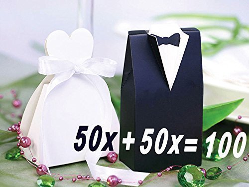 Geschenkbox Brautpaar Gastgeschenk Hochzeit Braut und Bräutigam 100 Stück