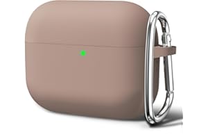 Oakxco für Airpods Pro 2 Hülle Karabiner, Wasserdicht und Stoßfest Silikon Protective Case, Airpods Pro Case Dünn Weiches, Elegant Kawaii Einfarbig Design für Damen Frauen Girl, Braun Khaki
