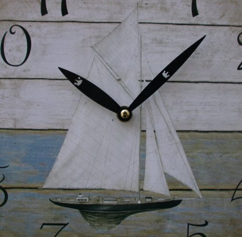 Wanduhr, Holz, Landhaus, Vintage, Segelschiff, Ø 29 cm - 2