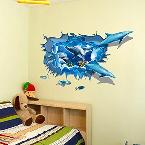 Saingace Entfernbarer Delphin 3D Meer-Ozean-Aufkleber-Wand-Abziehbild-Wand-DIY Dekor-Kind-Raum Art Wandaufkleber Wandtattoo Wandsticker - 5
