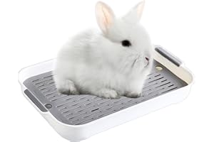 ULAWELLOR Lettiera per Coniglio Lettiera con Griglia Vassoio,Vasino per L'addestramento per Piccoli Animali,Furetto,Conigli (Bianco, S)