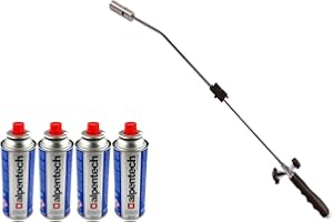 ALPENTECH - Desherbeur thermique piezo Chalumeau gaz + 4 Recharges Desherbant thermique Brule herbes Torche de jardin