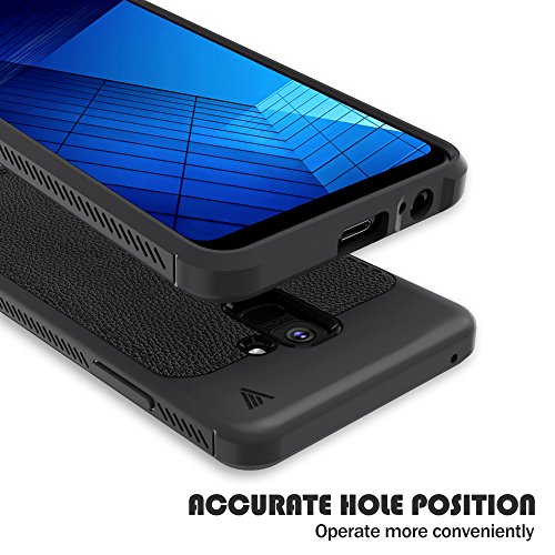 Samsung Galaxy A8 Plus 2018 Funda  Carcasa Caso Cubierta de Protecci  n de Litchi Textura TPU Silicona para Samsung Galaxy A8 Plus 2018 6 0  Smartphone  Litchi Negro