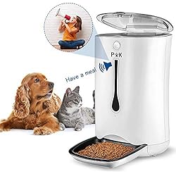 PUPPY KITTY 6.5L Distributeur de Croquettes pour Chats et Chiens Distributeur Automatique de Nourriture Enregistrement Vocal Programmable 4 Repas par Jour Blanc