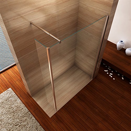 Seitenwand 30x200 cm inkl. Eckprofil, Spritzschutz für Walk In Dusche, 10mm STARK, aus ESG Sicherheitsglas zum Nachrüsten