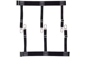 VDSOW 2 piezas Shirt Stays, Elasticos Tirantes para Camisas Hombre y Mujer con Antideslizante Bloqueo Abrazaderas, Hombre Liguero Camisa con Correas Ajustables Estancia de Camisa Mejorada - Negro