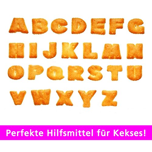 Anpro Ausstechformen, Fondant Ausstecher, Auswerfer, Stempel mit Buchstaben,Zahlen, Sonderzeichen. Tortendeko, Kuchendekorationsset für Fondant, Kekse, Kuchen, Torte, Gelee, Desserts, 40 teilig - 4