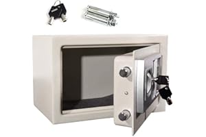 HONI Safe Box 8.5L Electronic Digital Security Safe with PIN code and Key, Cabinet Safe for Home Business Office Hotel Protect Money Document Jewelry Passport, 31x20x20cm, White