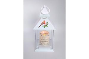 DAVID FISCHHOFF Waterproof Robin Memorial Graveside Lantern with LED Candle (Grandad)