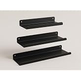Orret Home 3&rsquo;l&uuml; Metal Duvar Rafı Yapışkanlı Raf Seti Banyo Rafı Mutfak Rafı Dekoratif Duvar Rafı Siyah Minimal Raf Organizer 