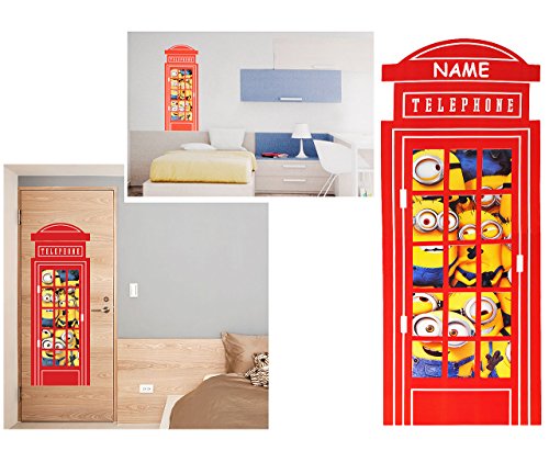 XXL Wandtattoo / Sticker – “ Minion – Ich einfach unverbesserlich / in der Telefonzelle / Telefon “ – Wandsticker – Aufkleber für Kinderzimmer – selbstklebend + wiederverwendbar – Minions / Mark Dave Stuart Bob Kevin – Mädchen & Jungen – Despicable Me – Kinder – Kinder – Wandaufkleber – Postersticker – Deko – Poster – Tattoo - 3