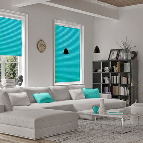 casa pura® Plissee Rollo | mit eleganter Crushed Optik | Klemmfix ohne Bohren | lichtdurchlässig & blickdicht | petrolblau | 24 Größen (90x150cm) - 2