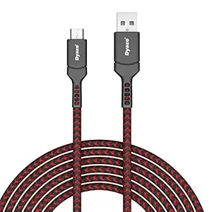 Dyazo 5 ft 2.4 A Micro USB Nylon Braided Extra Tough Unbreakable Cable/Charging Wire with Fast Charging 1.5 m Long Compatible with All Android Devices, Multicolour