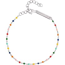 SINGULARU Collana Dots Colors Con Sfere Smaltate, Argento Sterling Placcato Oro 18K O Rodio, 35+5 Cm, Gioiello Donna
