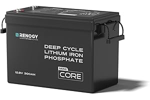 ‎RENOGY Renogy 12V 300Ah Core Mini LiFePO4 Lithium-Eisenphosphat-Batterie, Verbessertes 200A BMS 5000 Zyklen Kälteschutzfunktion Lithium Akku für Wohnmobile Solaranlage Wohnwagen Boot Camping Off-Grid-System