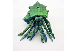 CONSTPROG 3D Printed Hermit Crab, Full Articulated Flexible Crystal Hermit Crab, Adults Fidget Toys for Autism ADHD, 3D Printed Animals Toy, Crab Toy, Octopus Toy, Home Office Decor (Blue Green Gradient)