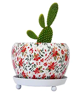 Decoright Orange Floral Indoor Metal Desk Plants Planter (Without Plant)