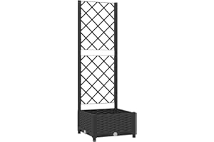 vidaXL Jardinière avec Treillis Lit Surélevé Pot à Plantes Boîte à Fleurs Jardin Patio Entrée Terrasse Extérieur Noir 40x40x121,5 cm PP