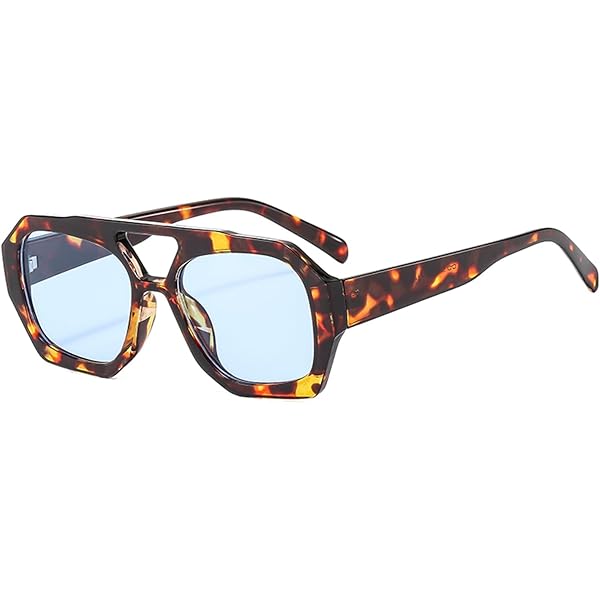 Occhiali Da Sole Vintage Anni '70 Unisex - Montatura Rettangolare, Lenti UV400, Leggeri, Colori Moda (Nero, Rosa, Leopardo), Protezione UVA/UVB - 6