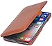 Produktbild StilGut Book Type Case, Hülle Leder-Tasche für Apple iPhone XS & iPhone X. Seitlich klappbares Flip-Case aus Echtleder für Das Apple iPhone XS & iPhone X, Cognac mit Clip