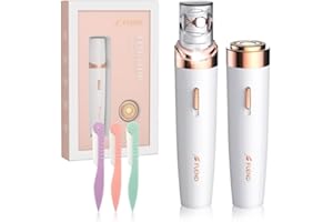 BUBBACARE Epilator, Facial Epilator Remover for Women 2 in 1, Cordless Mini Electric Facial Hair Remover with LED Light, Hair Removal Device for Face, Armpit, Leg, Arms, Bikini