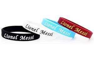 Lorh's store Football Cristiano Ronaldo Lion Messi Neymar Signature Bracelets CR7 Sport Bracelet de Silicone étoile de Football 4 pcs (Lionel Messi)
