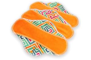 Petit Lulu Serviettes hygiéniques réutilisables en tissu lavables Paquet de 3 (Slim) | Pads Menstruels doux et absorbant | Fabriqué en Europe (Labyrinth, ULTRA)
