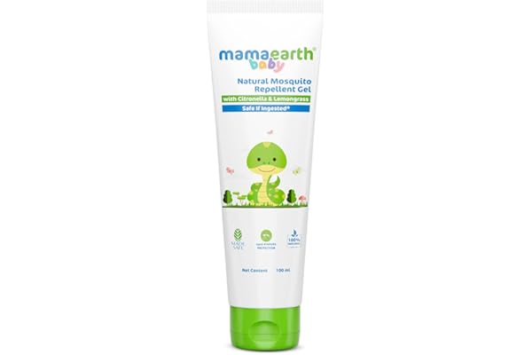 Mamaearth Natural Mosquito Repellent Gel - 100ml DEET Free Protects from Dengue, malaria & Chikungunya Made safe Certified Protection from Mosquitoes Safe if ingested